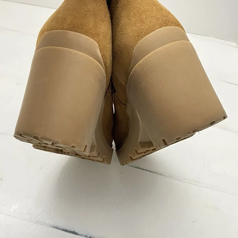 Steve Madden Jaydin-F Brown Suede Platform Boots Women's size 9.5M side zipper